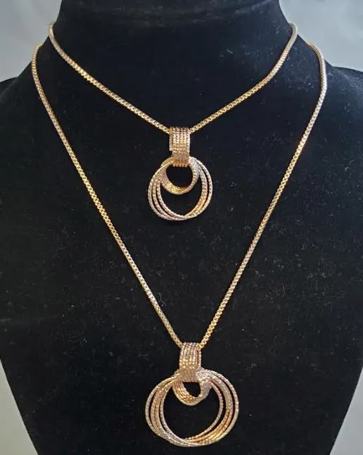 Necklaces polly AZ95 Rose Gold Textured Hoops Necklace with FREE Earrings