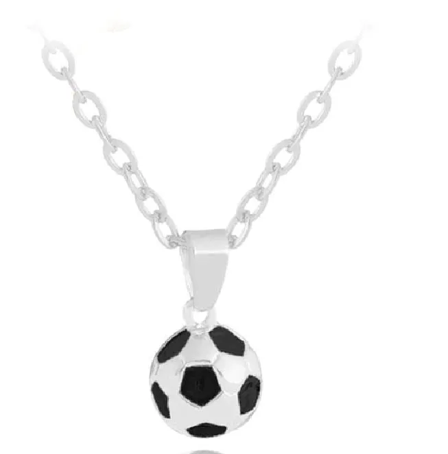 Necklaces polly N495 Silver 3D Soccer Ball Necklace with FREE Earrings