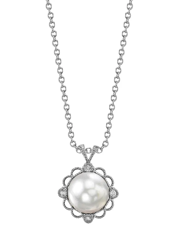 Necklaces spt White South Sea Pearl Diamond Couronne Pendant