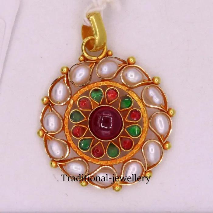 Necklaces TRIBAL ORNAMENTS 22 karat yellow gold vintage antique style handmade pendant with fabulous pearl and red color stone from tribal Rajasthan india Necklaces TRIBAL ORNAMENTS 22 karat yellow gold vintage antique style handmade pendant with fabulous pearl and red color stone from tribal Rajasthan india