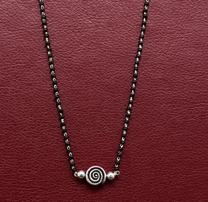 Necklaces TRIBAL ORNAMENTS 925 sterling silver black beads chain necklace vintage stylish fancy necklace traditional style brides Mangalsutra necklace India set217