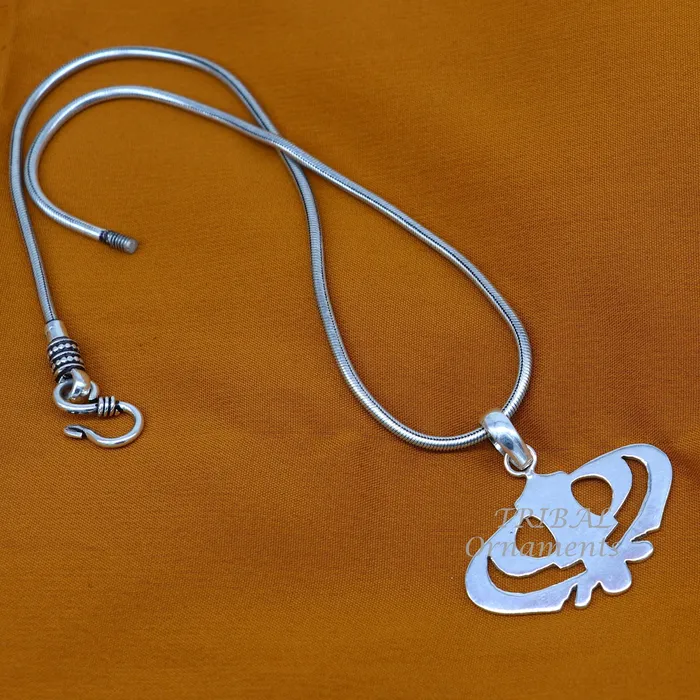 Necklaces TRIBAL ORNAMENTS 925 sterling silver handmade design holy khalsa Waheguru pendant sikha Sardar symbol pendant best blessing pendant from india nsp510