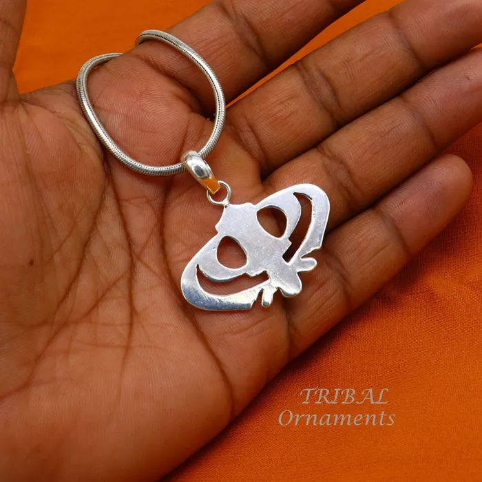 Necklaces TRIBAL ORNAMENTS 925 sterling silver handmade design holy khalsa Waheguru pendant sikha Sardar symbol pendant best blessing pendant from india nsp510