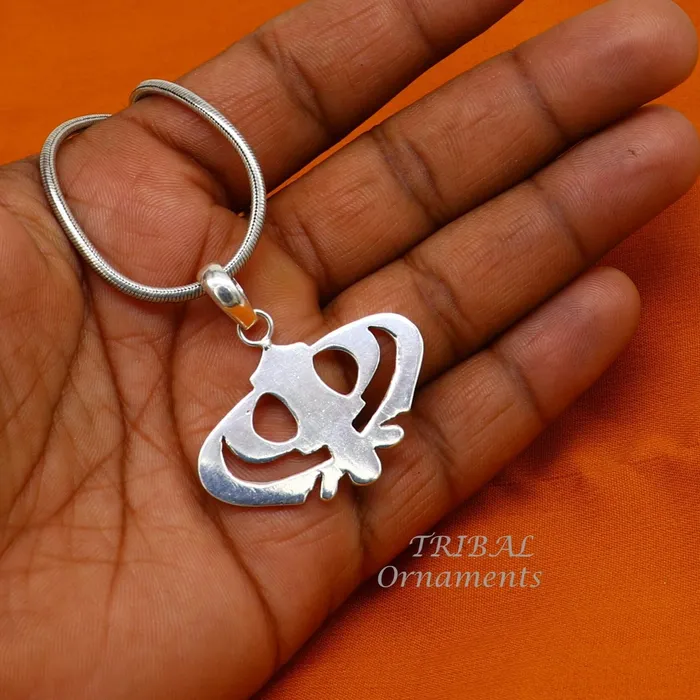 Necklaces TRIBAL ORNAMENTS 925 sterling silver handmade design holy khalsa Waheguru pendant sikha Sardar symbol pendant best blessing pendant from india nsp510