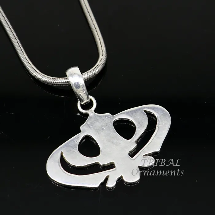 Necklaces TRIBAL ORNAMENTS 925 sterling silver handmade design holy khalsa Waheguru pendant sikha Sardar symbol pendant best blessing pendant from india nsp510