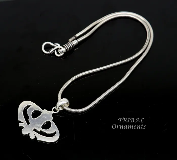 Necklaces TRIBAL ORNAMENTS 925 sterling silver handmade design holy khalsa Waheguru pendant sikha Sardar symbol pendant best blessing pendant from india nsp510