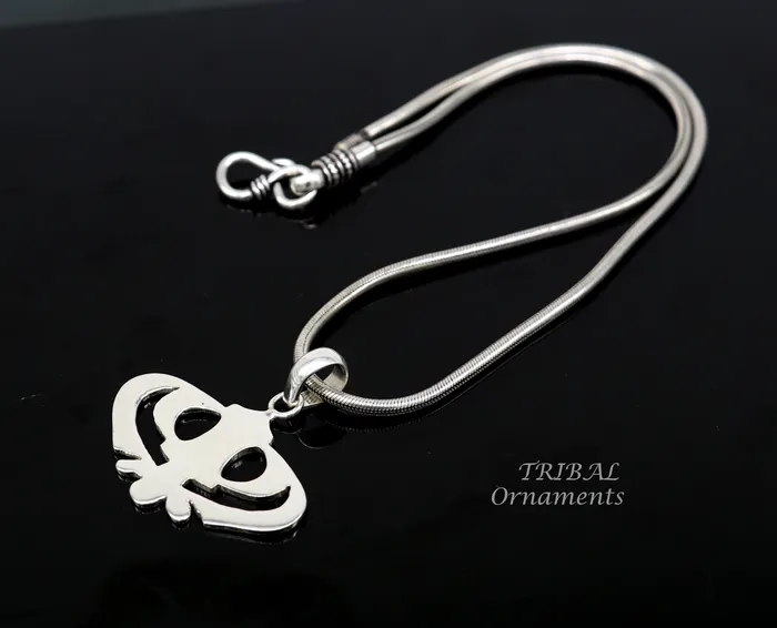 Necklaces TRIBAL ORNAMENTS 925 sterling silver handmade design holy khalsa Waheguru pendant sikha Sardar symbol pendant best blessing pendant from india nsp510