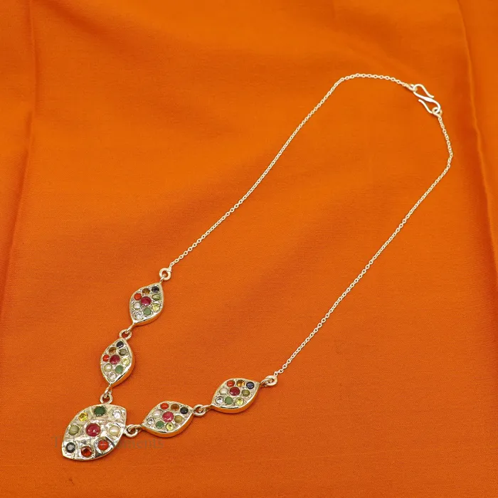 Necklaces TRIBAL ORNAMENTS 925 sterling silver Navratan stone handmade stylish design necklace best gifting tribal ethnic jewelry belly dance choker jewelry nec259