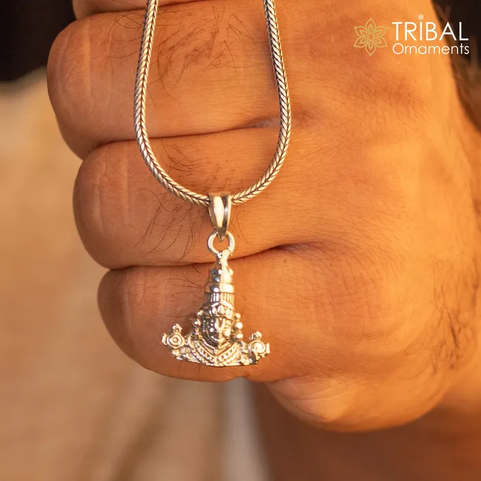 Necklaces TRIBAL ORNAMENTS 925 sterling silver vintage stylish Hindu idol tirupati balaji Pendant amazing design Krishna pendant gifting jewelry ssp1597