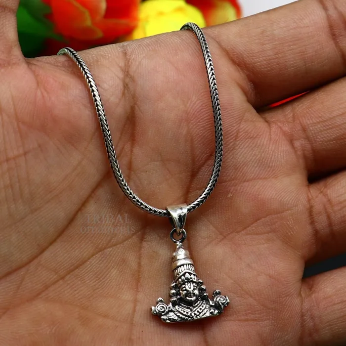 Necklaces TRIBAL ORNAMENTS 925 sterling silver vintage stylish Hindu idol tirupati balaji Pendant amazing design Krishna pendant gifting jewelry ssp1597