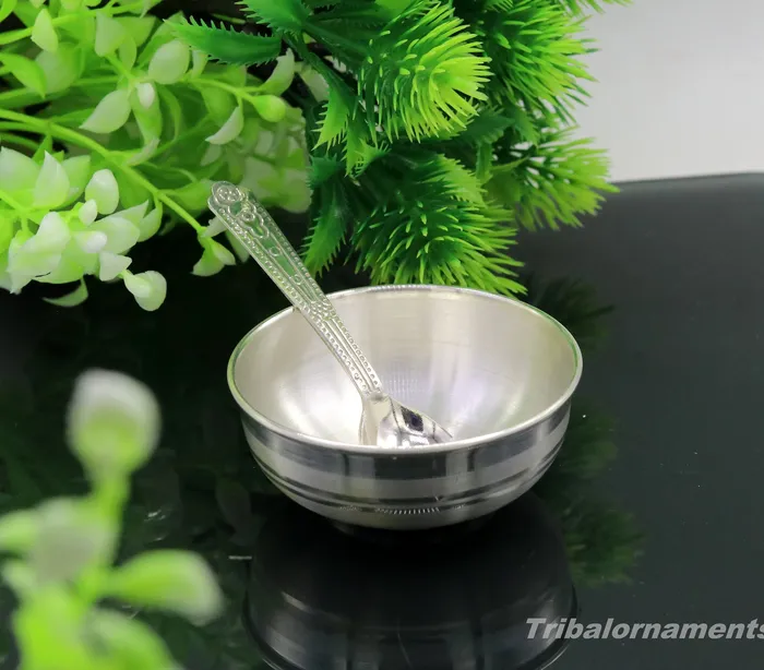 Necklaces TRIBAL ORNAMENTS 999 fine silver handmade small bowl for baby feeding bowl pure silver vessels silver utensils home and kitchen accessories India sv179