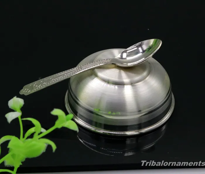 Necklaces TRIBAL ORNAMENTS 999 fine silver handmade small bowl for baby feeding bowl pure silver vessels silver utensils home and kitchen accessories India sv179