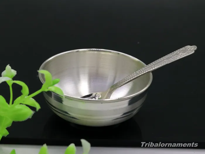Necklaces TRIBAL ORNAMENTS 999 fine silver handmade small bowl for baby feeding bowl pure silver vessels silver utensils home and kitchen accessories India sv179