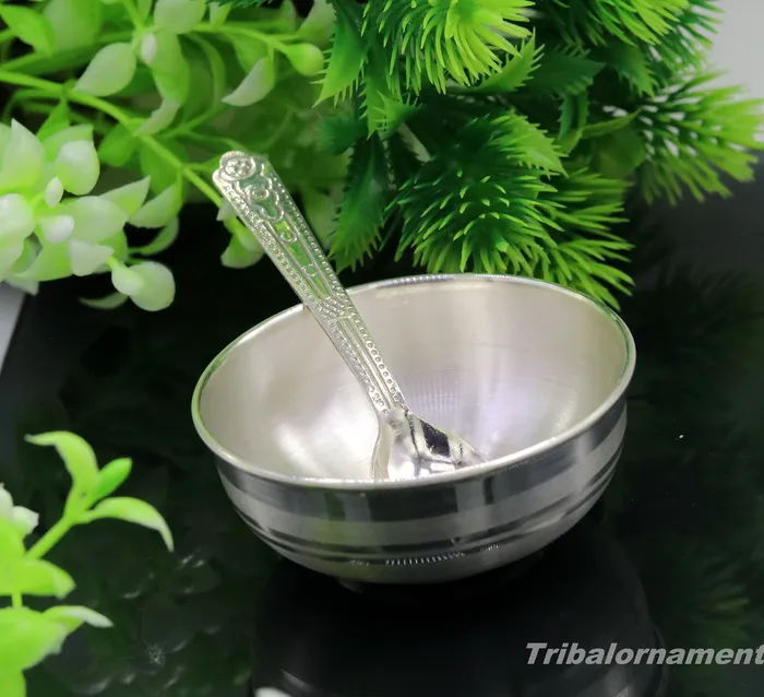 Necklaces TRIBAL ORNAMENTS 999 fine silver handmade small bowl for baby feeding bowl pure silver vessels silver utensils home and kitchen accessories India sv179