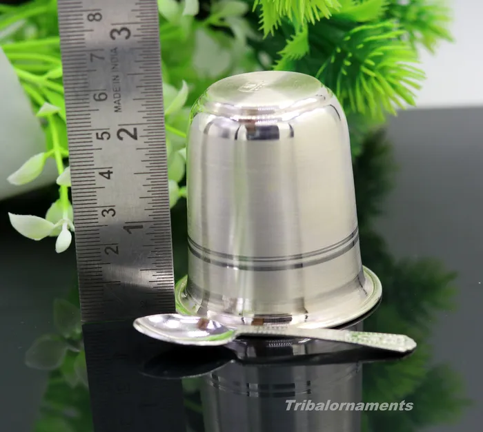 Necklaces TRIBAL ORNAMENTS 999 fine silver handmade vessels watermilk Glass tumbler silver flask baby kids silver utensils for stay healthy from bacteria sv36