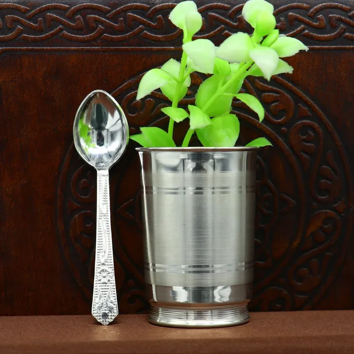 Necklaces TRIBAL ORNAMENTS 999 fine silver handmade watermilk Glass tumbler silver flask baby kids silver cup spoon utensils for stay healthy from bacteria sv155