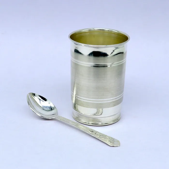Necklaces TRIBAL ORNAMENTS 999 fine silver handmade watermilk Glass tumbler silver flask baby kids silver cup spoon utensils for stay healthy from bacteria sv155
