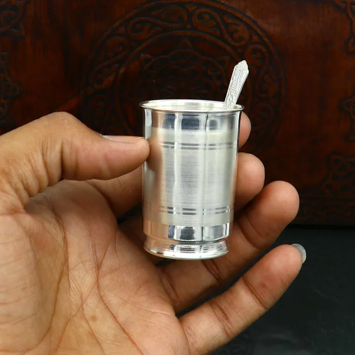 Necklaces TRIBAL ORNAMENTS 999 fine silver handmade watermilk Glass tumbler silver flask baby kids silver cup spoon utensils for stay healthy from bacteria sv155