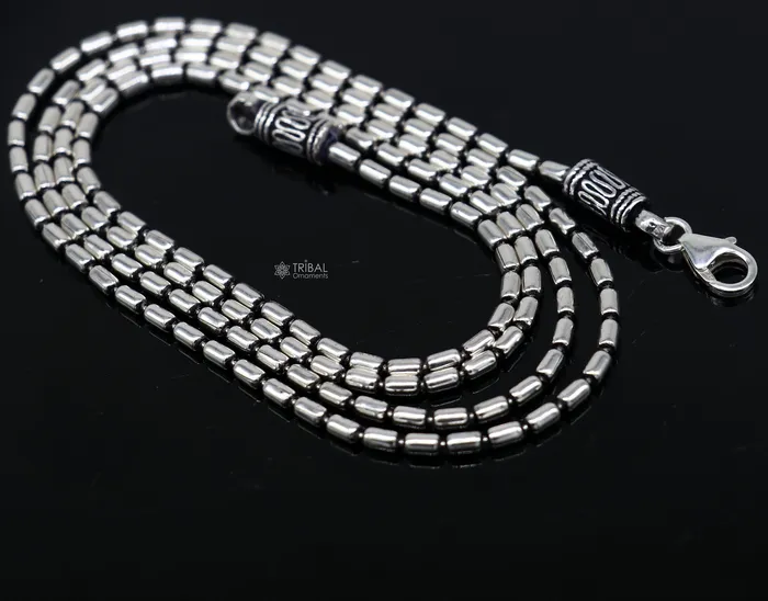 Necklaces TRIBAL ORNAMENTS All size 925 sterling silver handmade customized fancy stylish silver beaded chain necklace baht chain best gifting jewelry from India ch562 Necklaces TRIBAL ORNAMENTS All size 925 sterling silver handmade customized fancy stylish silver beaded chain necklace baht chain best gifting jewelry from India ch562