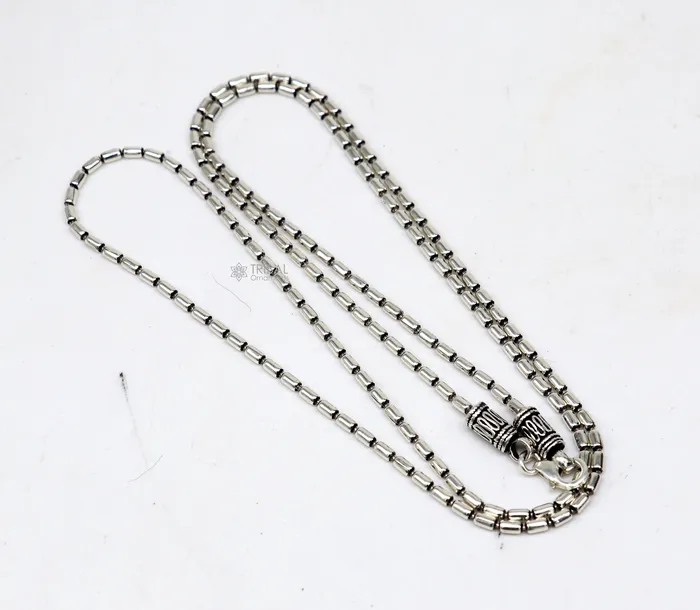 Necklaces TRIBAL ORNAMENTS All size 925 sterling silver handmade customized fancy stylish silver beaded chain necklace baht chain best gifting jewelry from India ch562 Necklaces TRIBAL ORNAMENTS All size 925 sterling silver handmade customized fancy stylish silver beaded chain necklace baht chain best gifting jewelry from India ch562