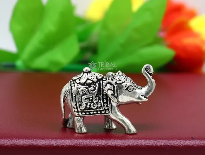 Necklaces TRIBAL ORNAMENTS Fully solid 925 Sterling silver Kandrai work Nakshi design Elephant statue puja article figurine for wealth and prosperity art605 Necklaces TRIBAL ORNAMENTS Fully solid 925 Sterling silver Kandrai work Nakshi design Elephant statue puja article figurine for wealth and prosperity art605
