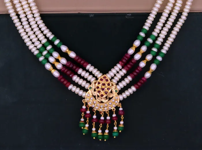 Necklaces TRIBAL ORNAMENTS Handmade genuine 22kt yellow gold handmade gorgeous necklace set with fabulous color beads wedding tribal rajput punjabijewelry india