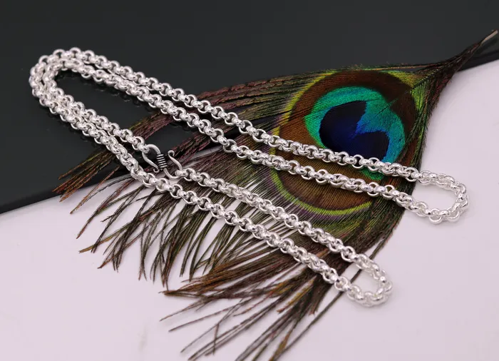 Necklaces TRIBAL ORNAMENTS Sterling silver handmade fabulous cable link rolo chain long unisex necklace jewelry from india ch42 Necklaces TRIBAL ORNAMENTS Sterling silver handmade fabulous cable link rolo chain long unisex necklace jewelry from india ch42