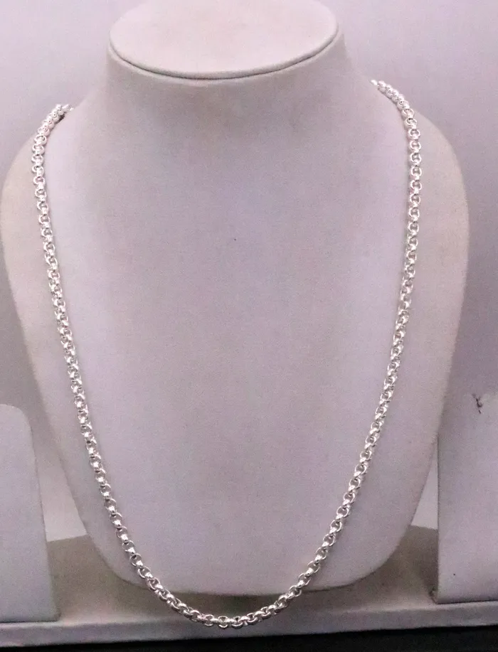 Necklaces TRIBAL ORNAMENTS Sterling silver handmade fabulous cable link rolo chain long unisex necklace jewelry from india ch42