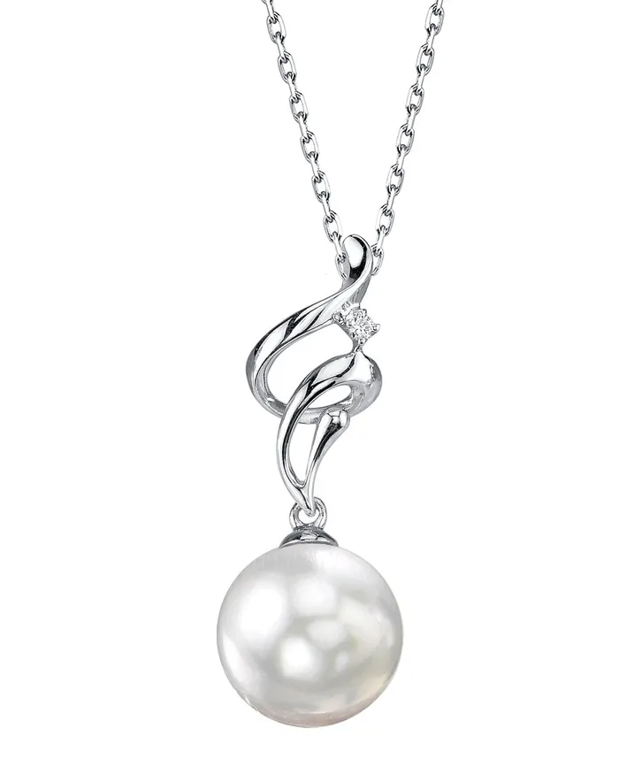 Necklaces White South Sea Pearl Diamond Aria Pendant spt