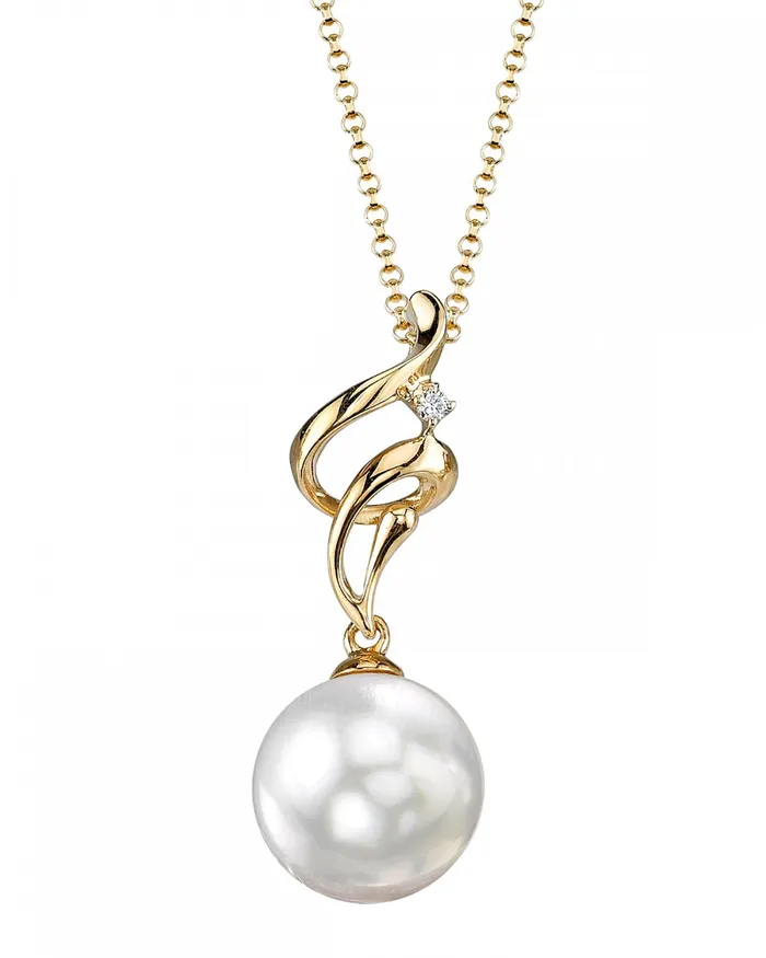 Necklaces White South Sea Pearl Diamond Aria Pendant spt Necklaces White South Sea Pearl Diamond Aria Pendant spt