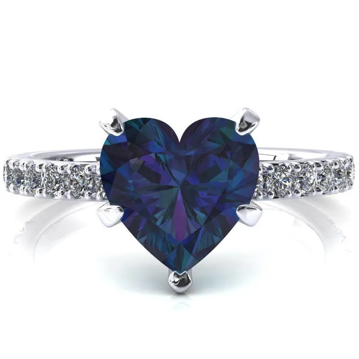 Nefili Heart Alexandrite 5 Prong 58 Eternity Diamond French Pave Engagement Ring Fire Brilliance Rings Nefili Heart Alexandrite 5 Prong 58 Eternity Diamond French Pave Engagement Ring Fire Brilliance Rings
