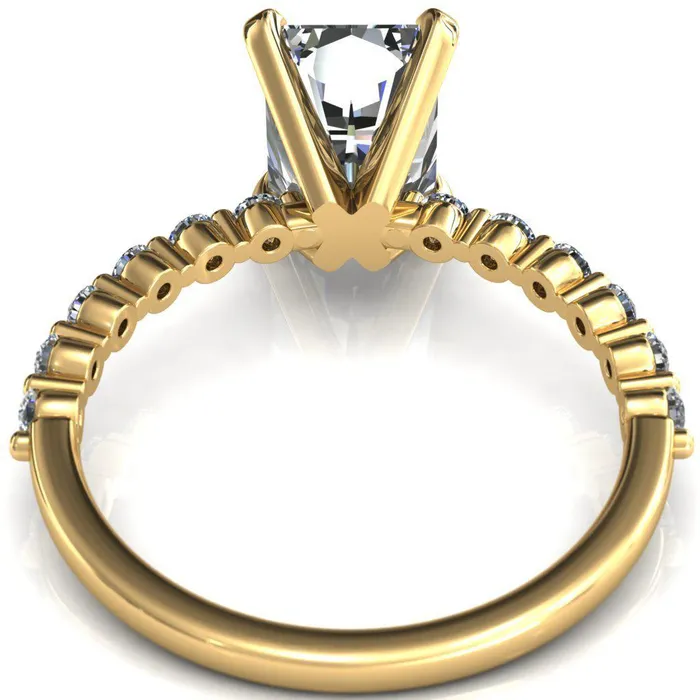 Niamh Radiant Moissanite 4 VProng 12 Shared Single Prong Shank Engagement Ring Fire Brilliance Rings