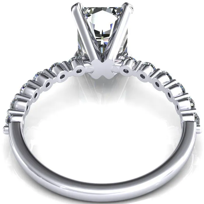 Niamh Radiant Moissanite 4 VProng 12 Shared Single Prong Shank Engagement Ring Fire Brilliance Rings