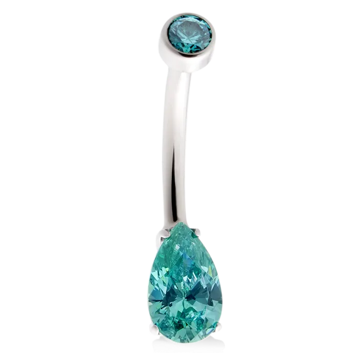 Pear Navel Curve Mint Green Anatometal Earrings