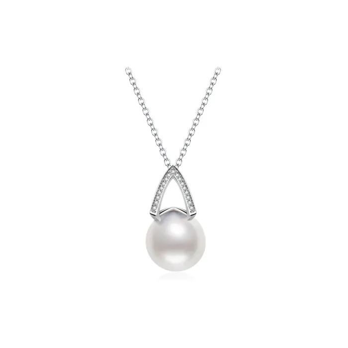 Pearly Lustre 18K Solid Gold Diamond Australian White Saltwater Pearl Necklace KN00239 Necklaces Pearly Lustre 18K Solid Gold Diamond Australian White Saltwater Pearl Necklace KN00239 Necklaces