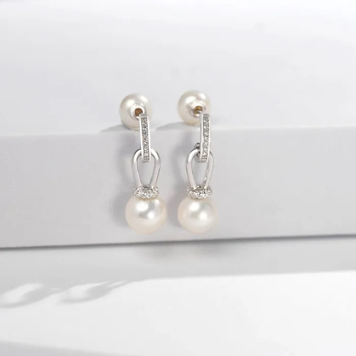 Pearly Lustre Earrings Elegant Freshwater Pearl Earrings WE00498
