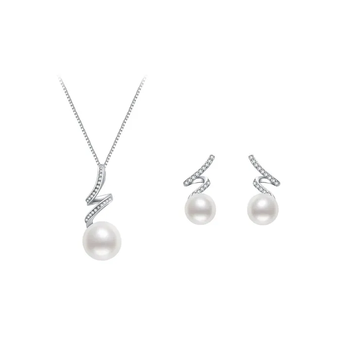 Pearly Lustre Earrings Elegant Freshwater Pearl Set WS00019