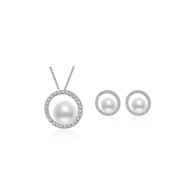 Pearly Lustre Earrings Elegant Freshwater Pearl Set WS00051