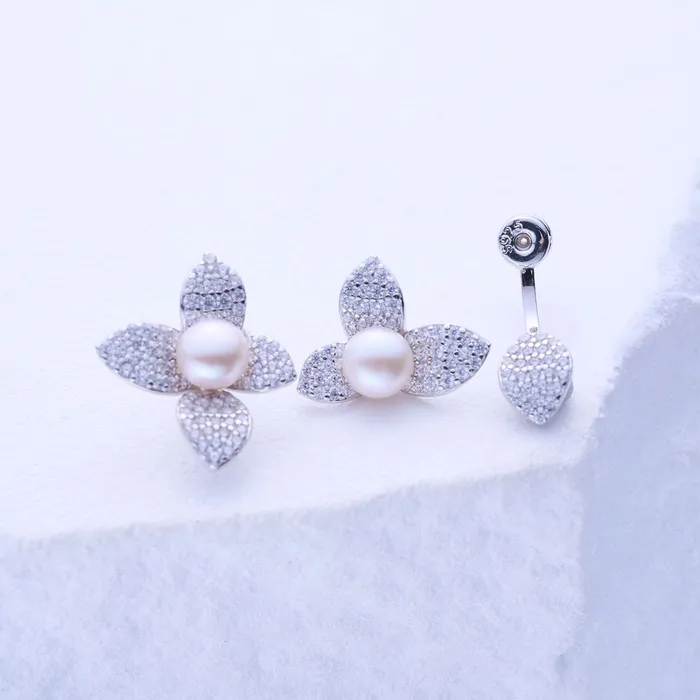 Pearly Lustre Earrings Top Grade Freshwater Pearl Earrings WE00857 ORCHID