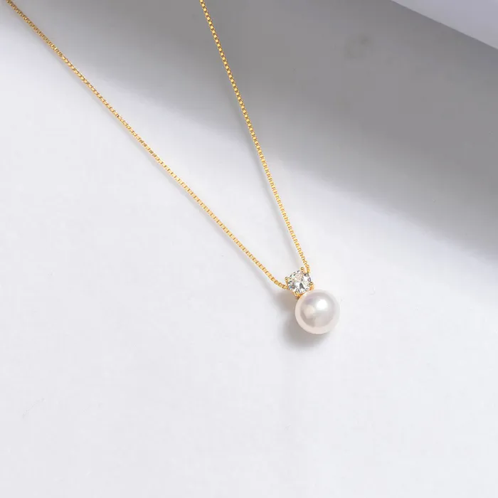 Pearly Lustre Necklaces 18K Solid Gold Edison Pearl Necklace KN00041