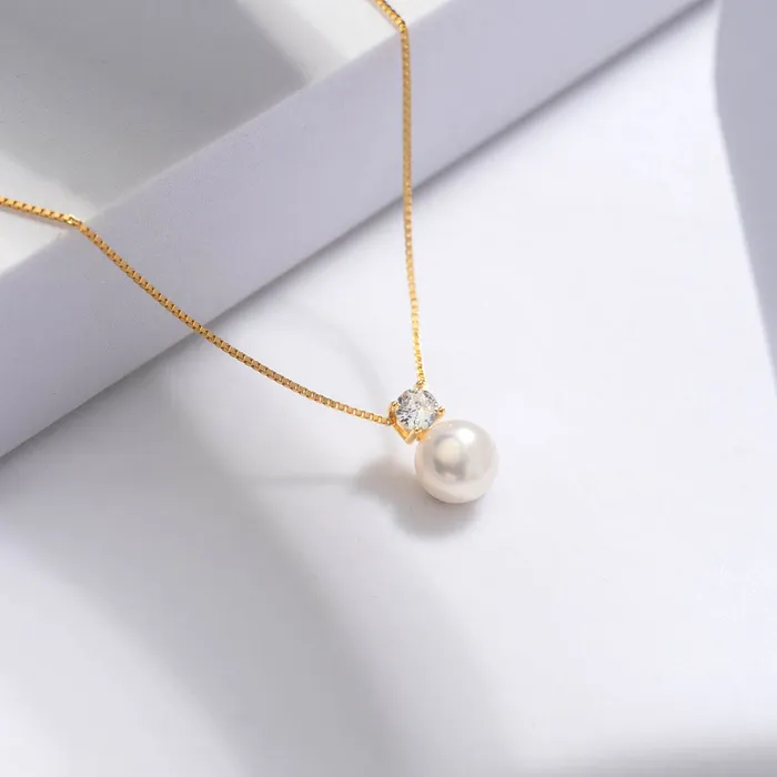 Pearly Lustre Necklaces 18K Solid Gold Edison Pearl Necklace KN00041