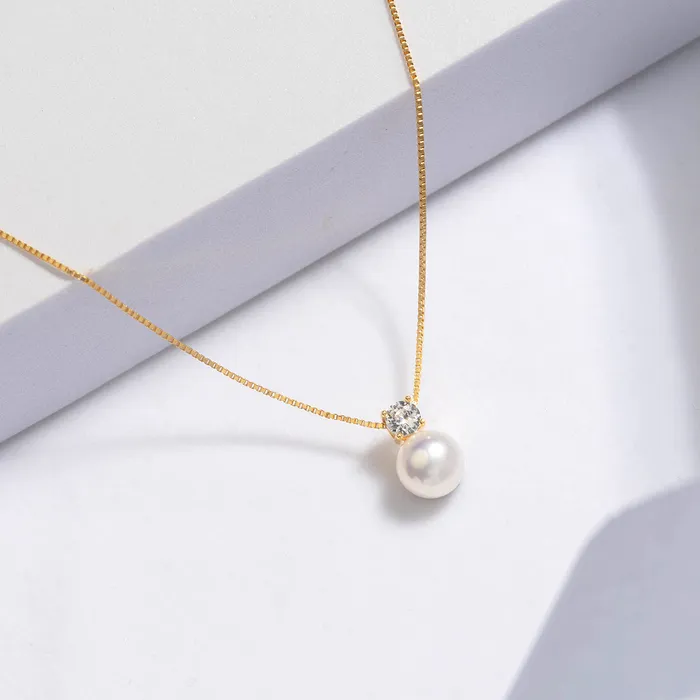 Pearly Lustre Necklaces 18K Solid Gold Edison Pearl Necklace KN00041