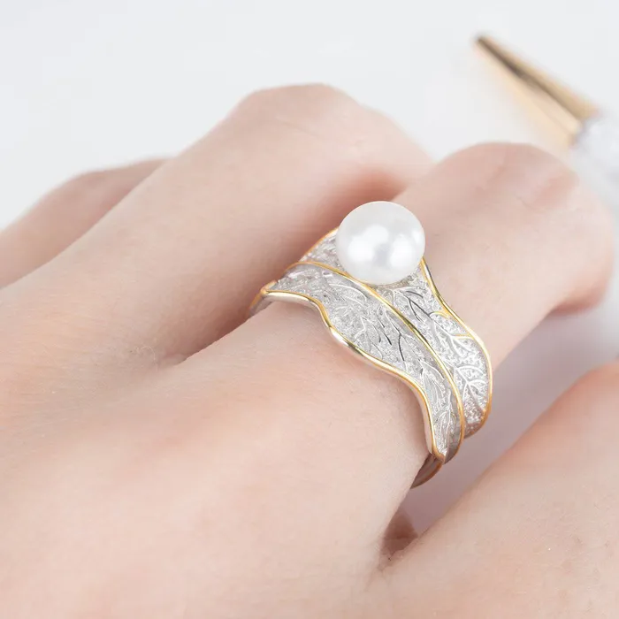 Pearly Lustre Rings Top Grade Freshwater Pearl Ring WR00068