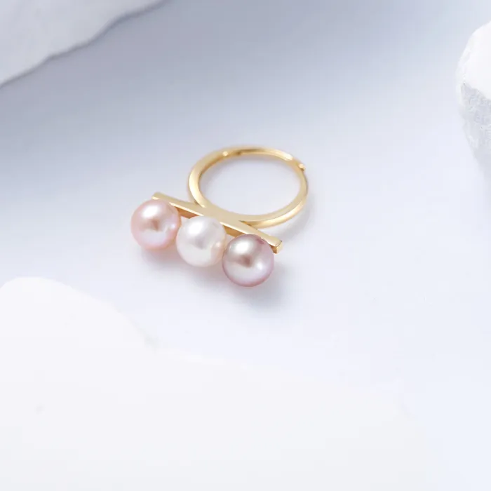 Pearly Lustre Rings Top Grade Multicolor Freshwater Pearl Ring WR00270 HARMONY