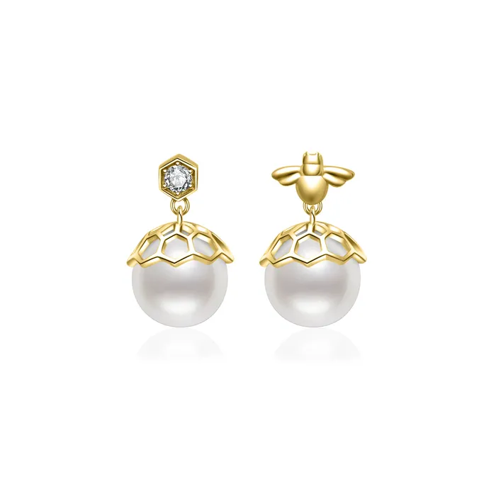 Pearly Lustre Top Grade Edison Pearl Earrings WE00653 Beelieve Earrings