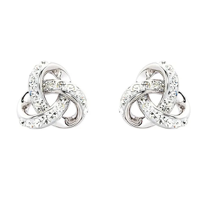 Platinum Plated Trinity Crystal Earrings Shanore Earrings