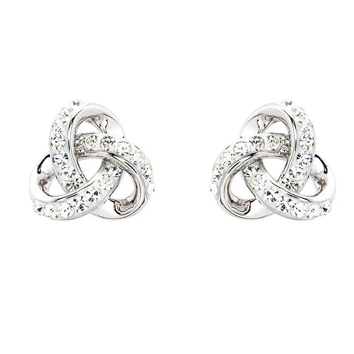 Platinum Plated Trinity Crystal Earrings Shanore Earrings