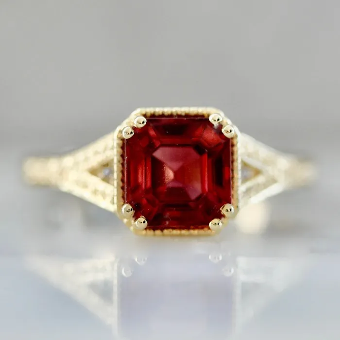 Poison Apple Asscher Cut Red Tourmaline Ring Mason Grace Rings