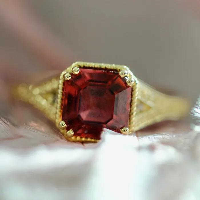 Poison Apple Asscher Cut Red Tourmaline Ring Mason Grace Rings