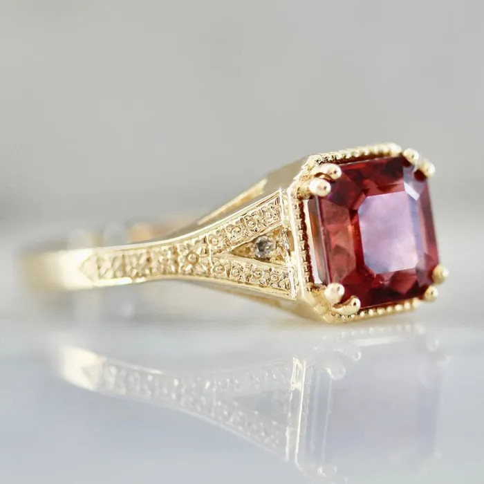 Poison Apple Asscher Cut Red Tourmaline Ring Mason Grace Rings